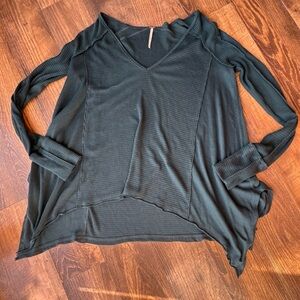 Free People V Neck Waffle Knit Thermal Top